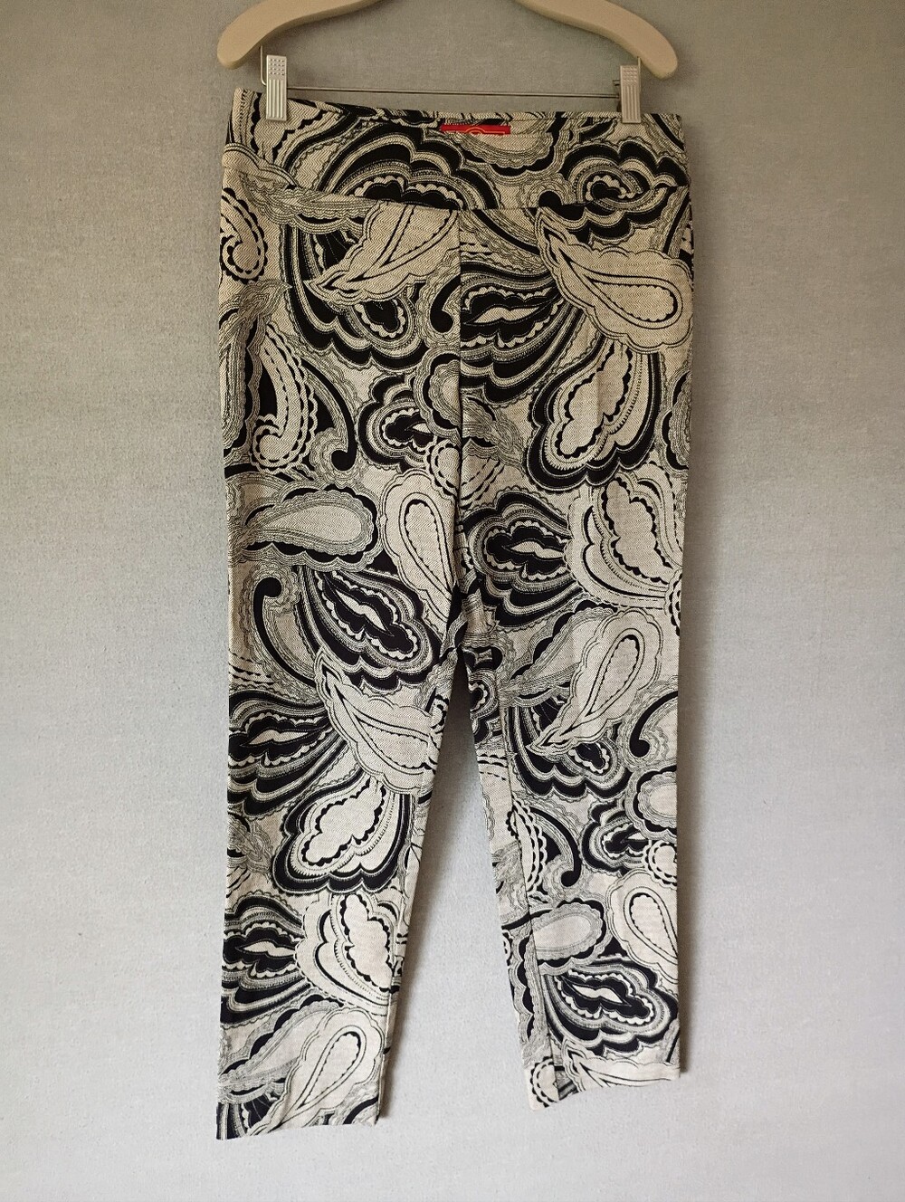 Krazy Larry Black and Tan Paisley Pull-On Straight Leg Pants